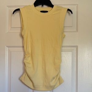 WHBM Sleeveless Yellow Ruched Tank Top